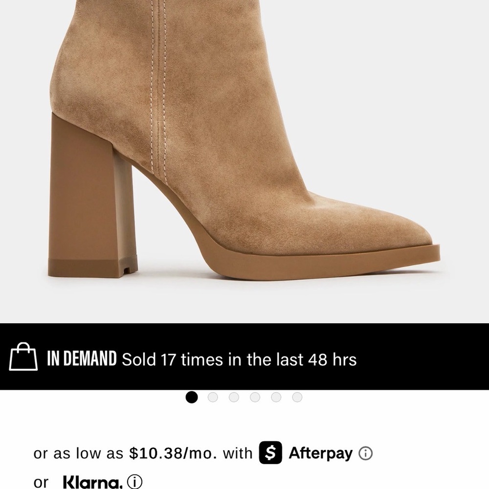 Steve Madden Tan Suede Block Heel Boots - Picture 9 of 9
